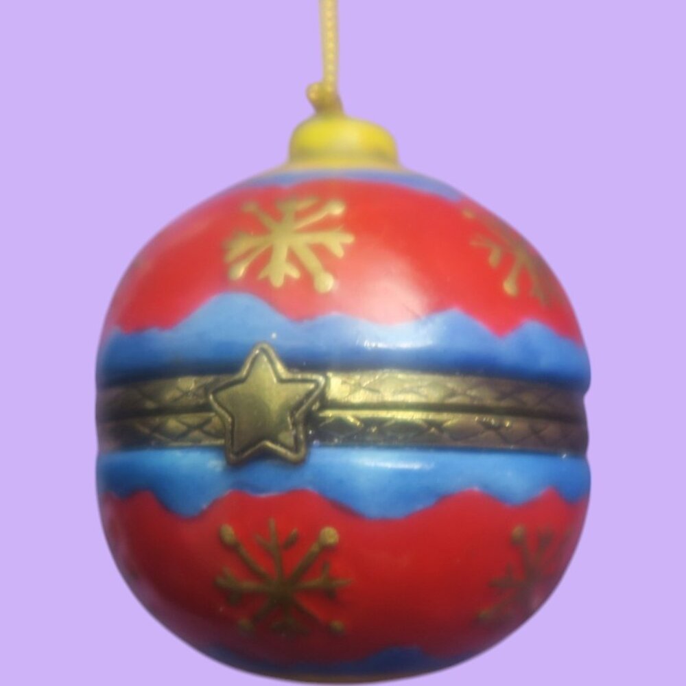 Ceramic aroma Christmas trinket ornament balls in red, blue and gold one size